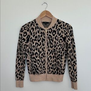 J. Crew Leopard Print Bomber Jacket Sweater XXS‎